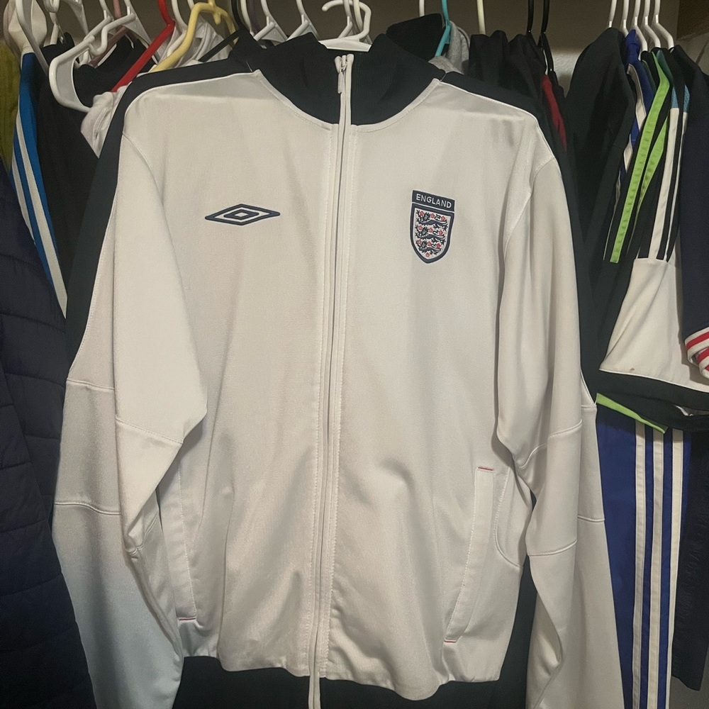 Umbro White Bomber Jacket with Black Accents
